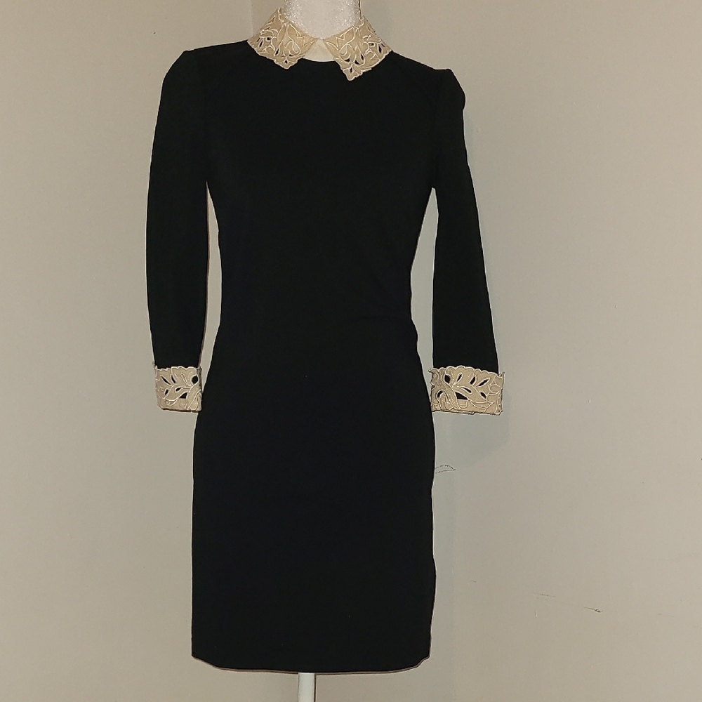 Elegant Black Dress with Lace Accents